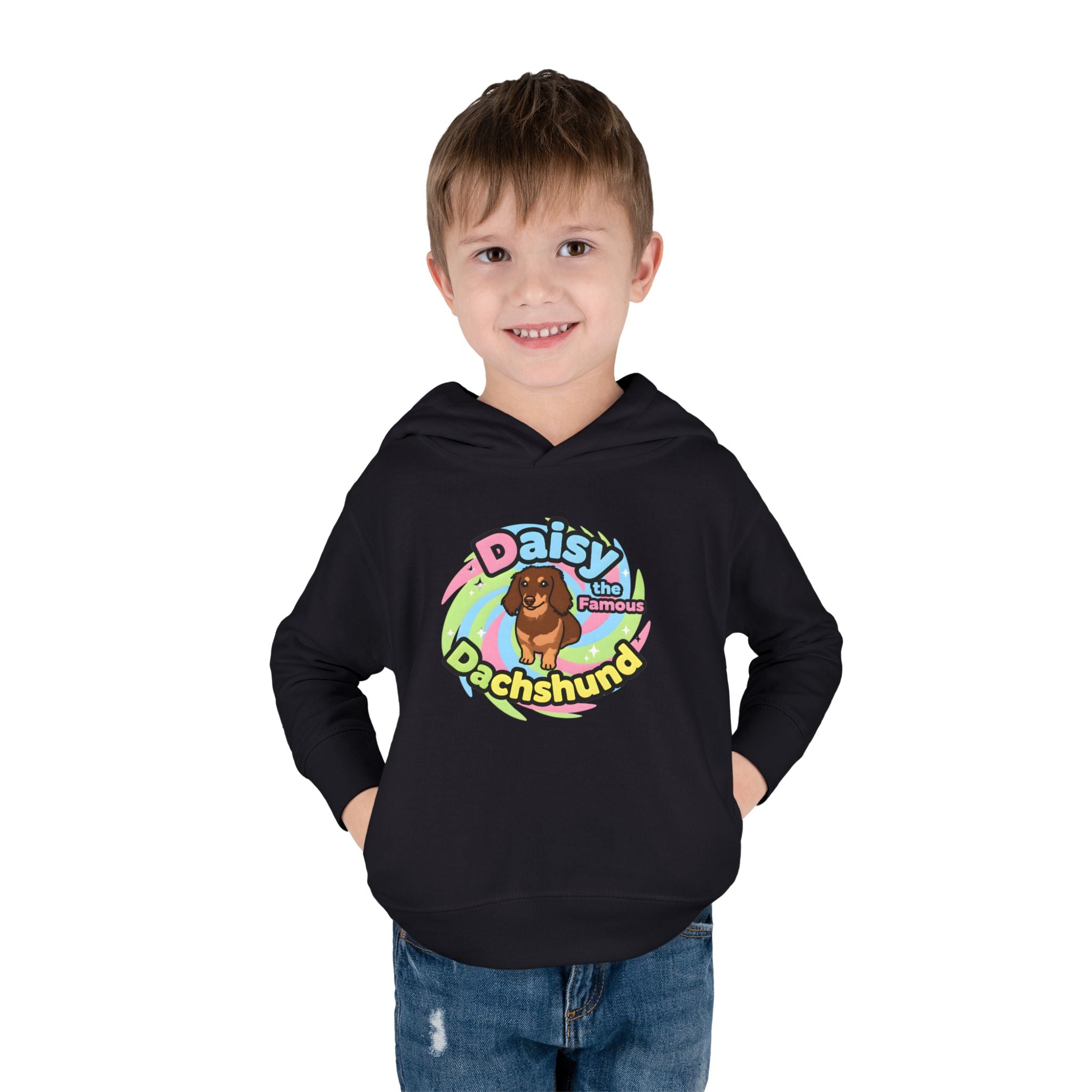 Toddler Fleece Hoodie - "Daisy the Famous Dachshund"