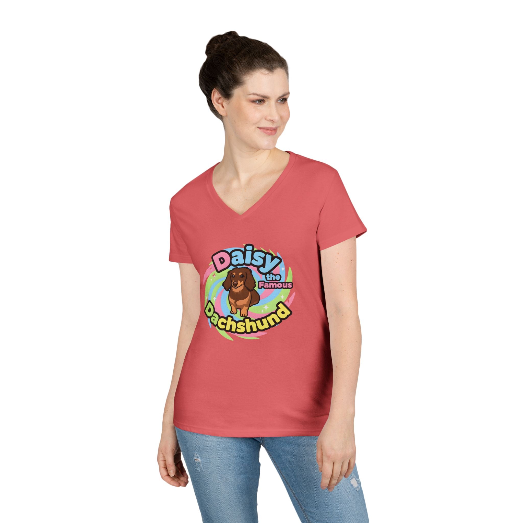 Daisy the Famous Dachshund Ladies' V-Neck T-Shirt