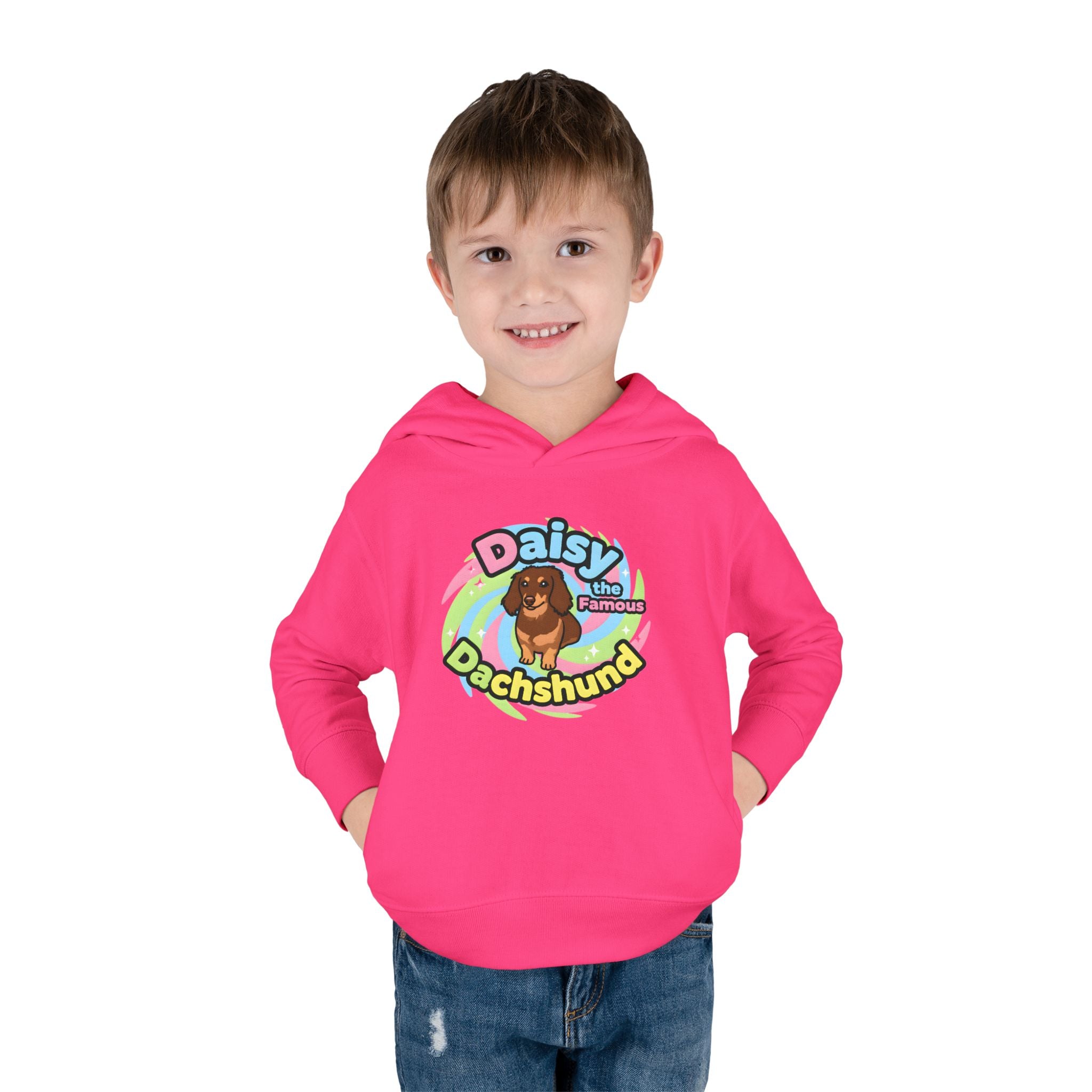 Toddler Fleece Hoodie - "Daisy the Famous Dachshund"
