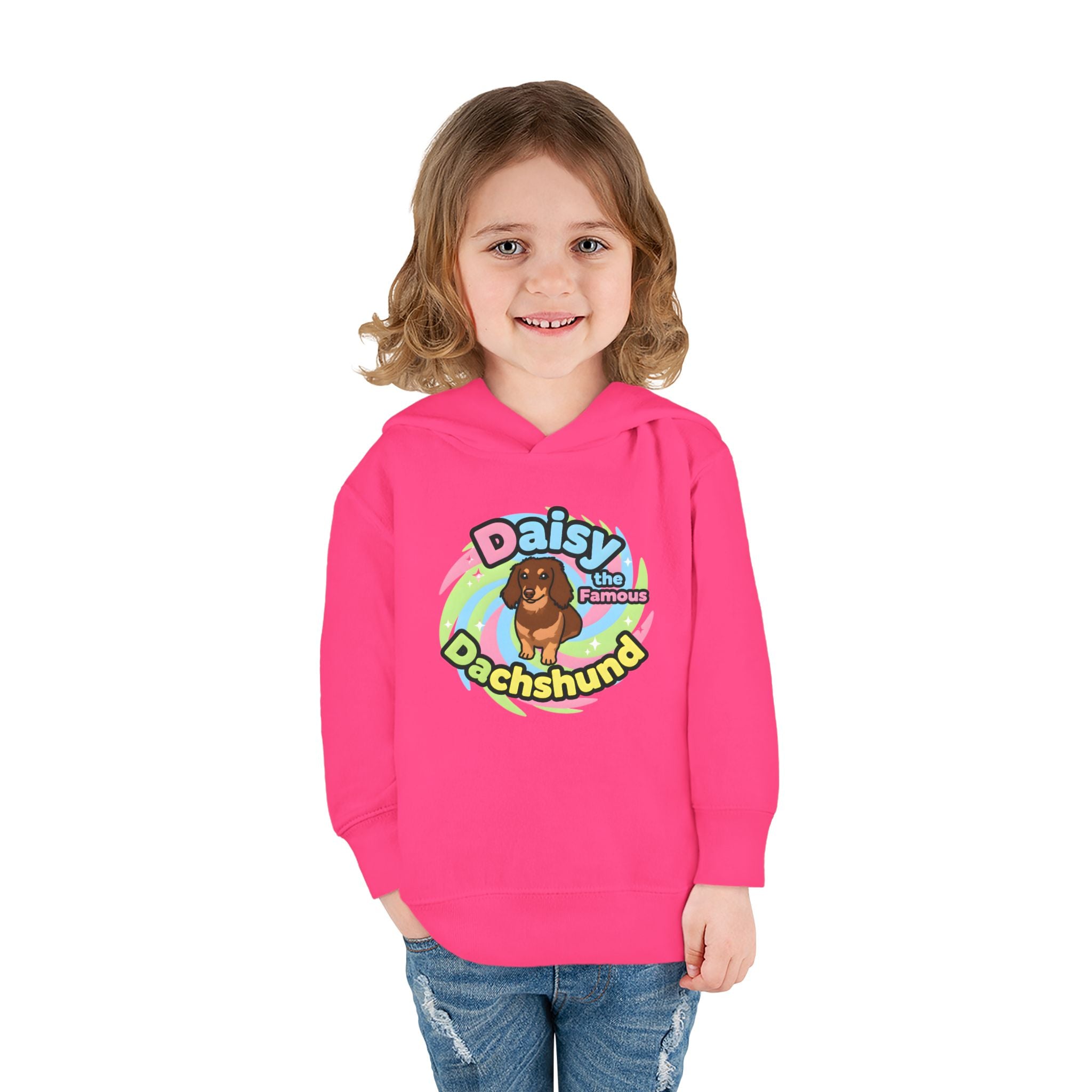 Toddler Fleece Hoodie - "Daisy the Famous Dachshund"