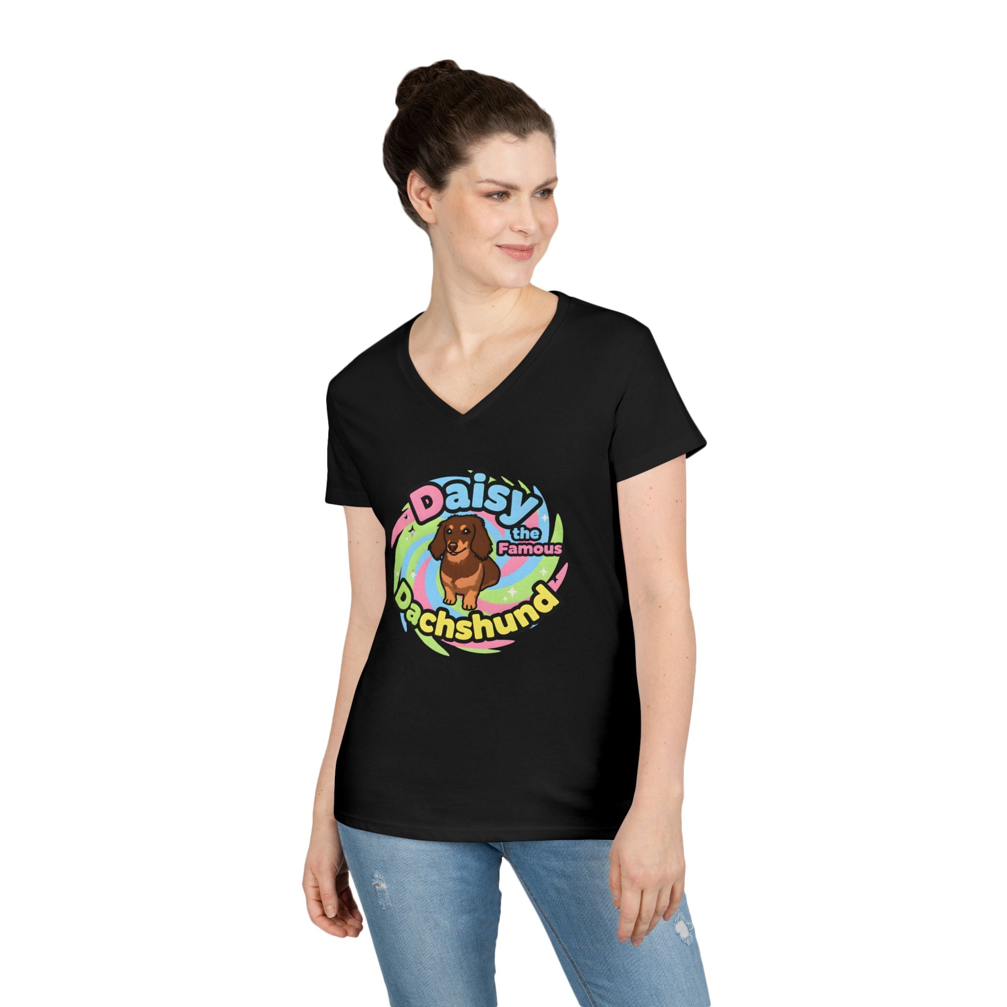 Daisy the Famous Dachshund Ladies' V-Neck T-Shirt
