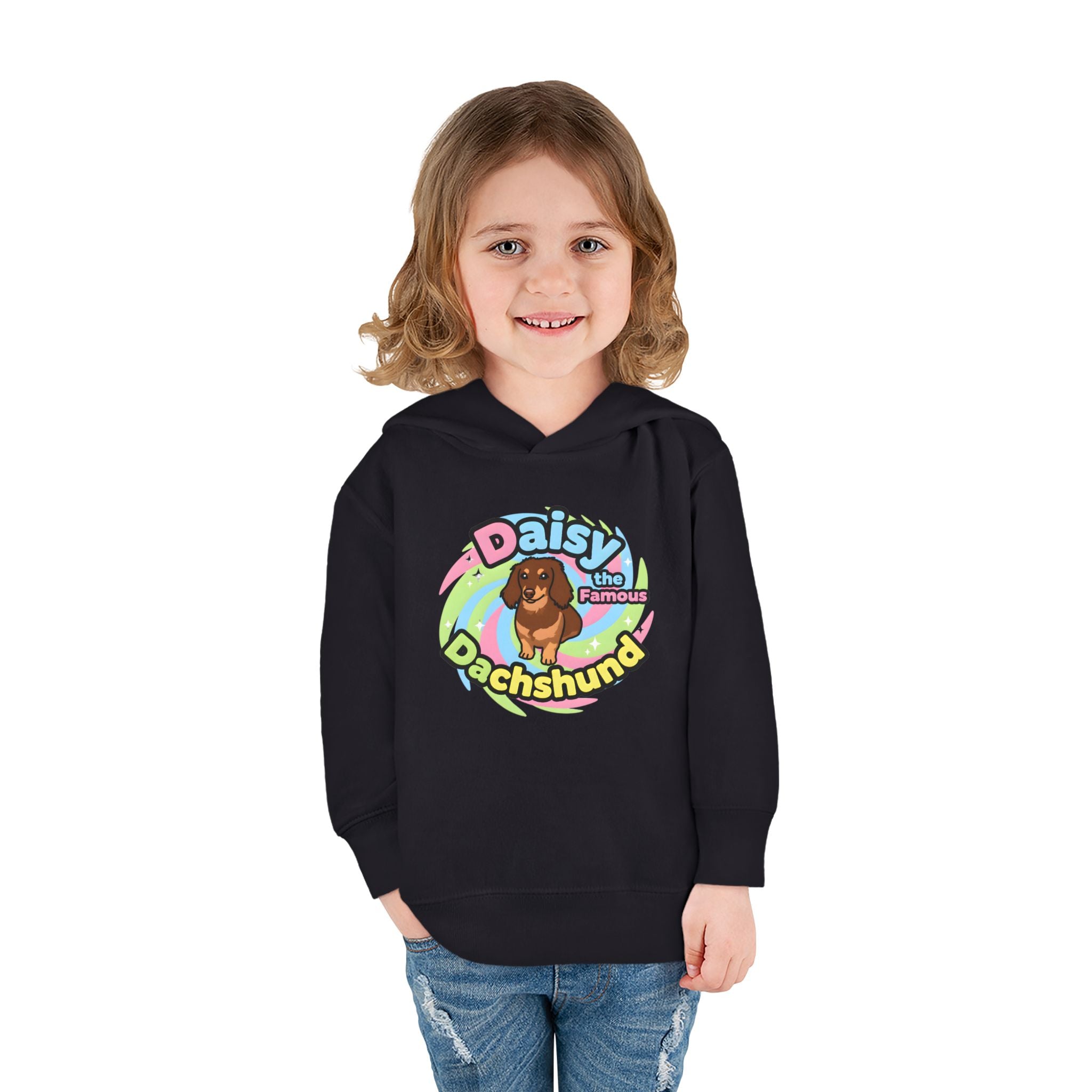 Toddler Fleece Hoodie - "Daisy the Famous Dachshund"