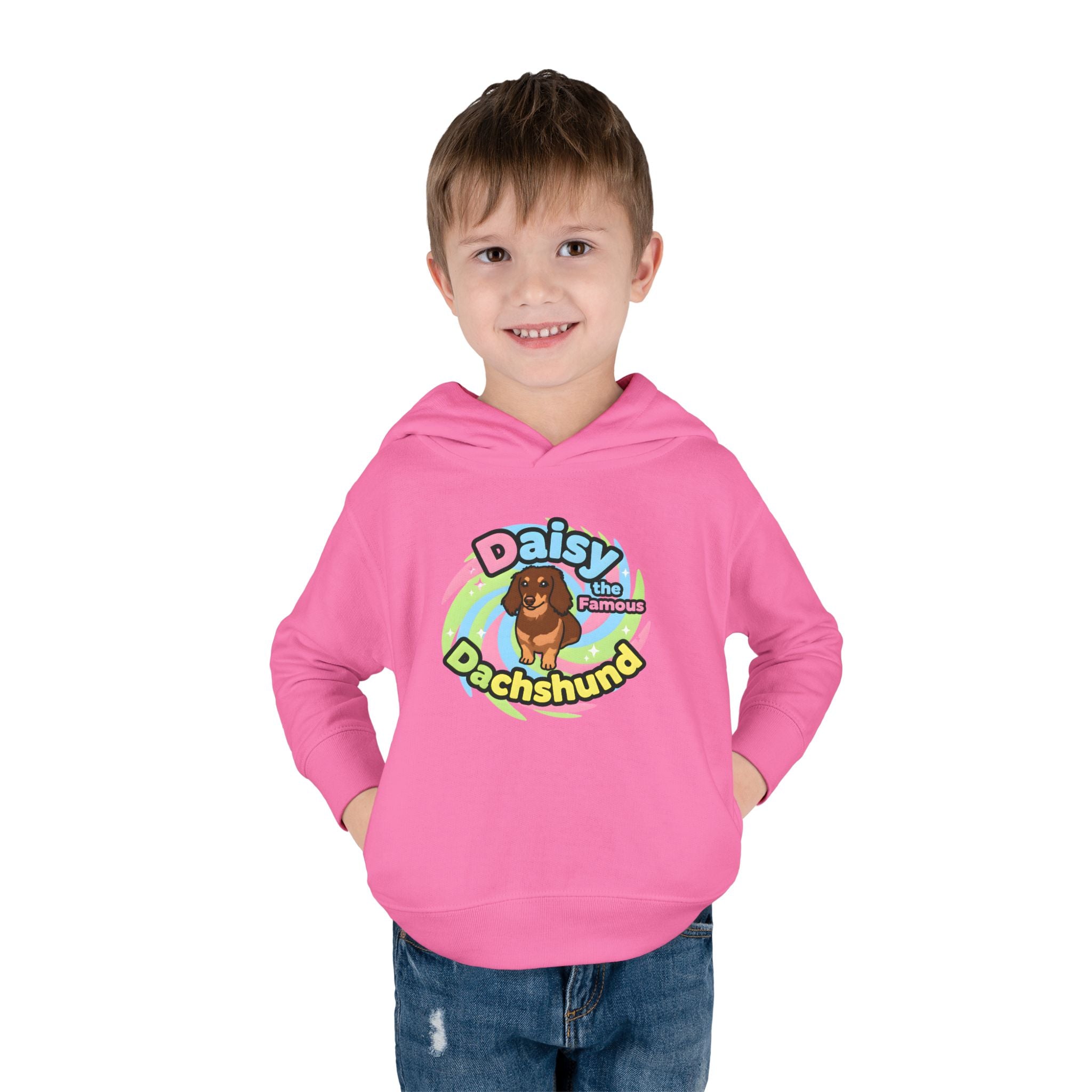 Toddler Fleece Hoodie - "Daisy the Famous Dachshund"