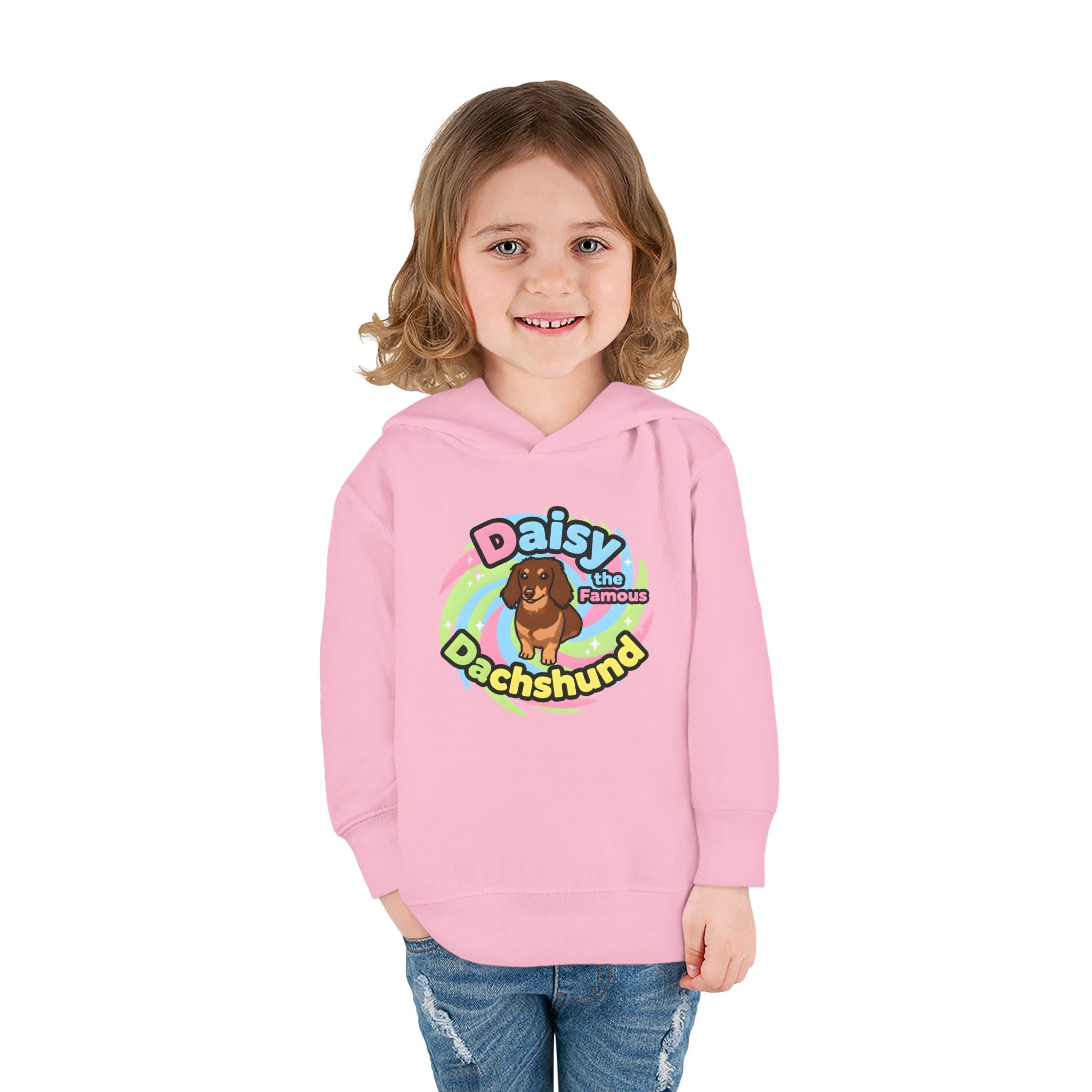 Toddler Fleece Hoodie - "Daisy the Famous Dachshund"
