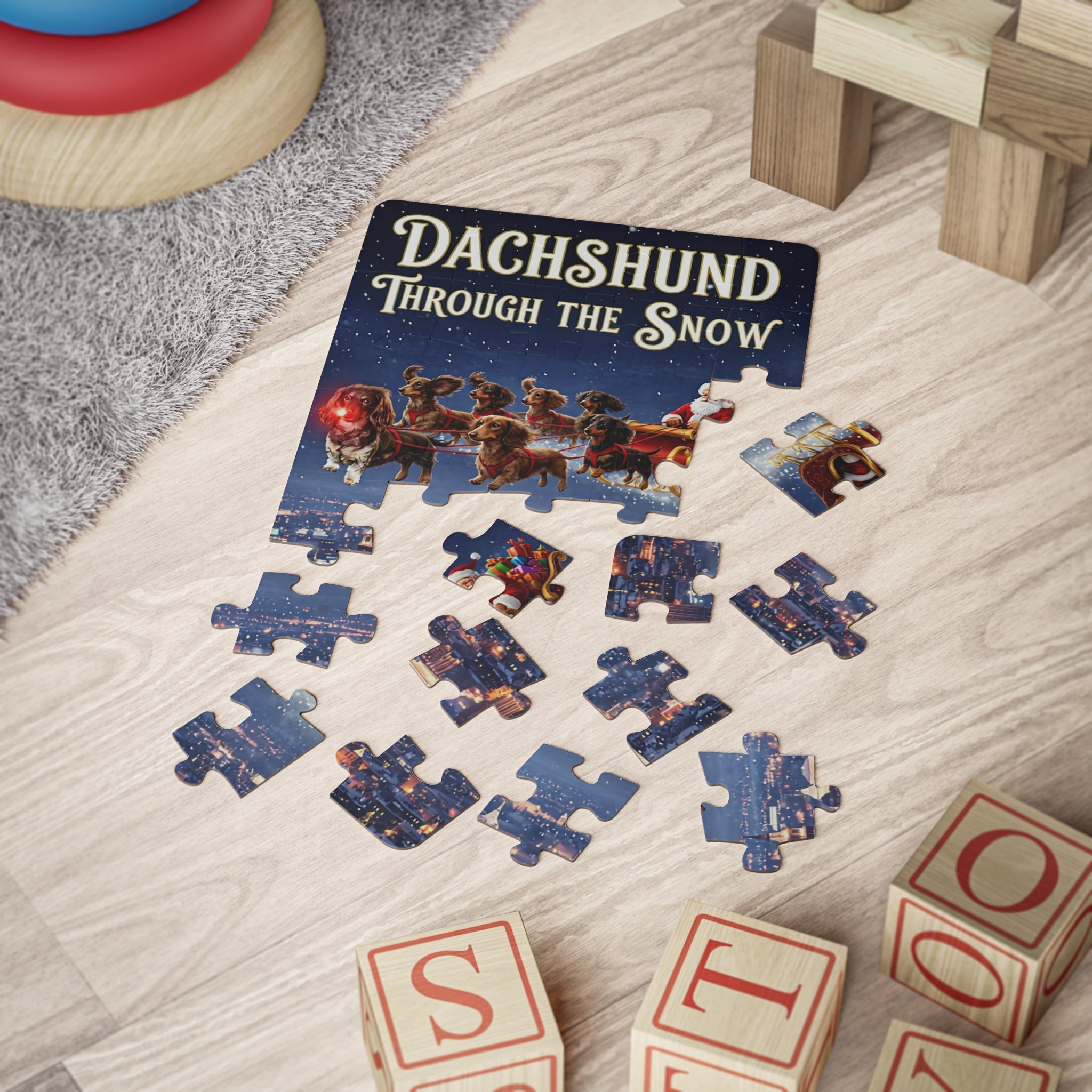 Kids' Dachshund Christmas Puzzle - 30-Piece Holiday Fun