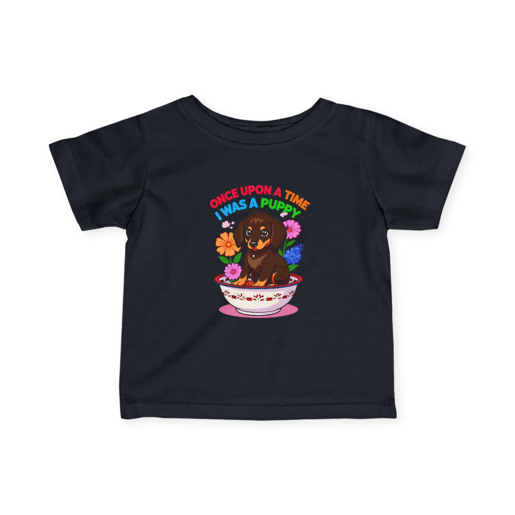 Cute Daisy the Dachshund Puppy Infant T-Shirt – Once Upon a Time Design