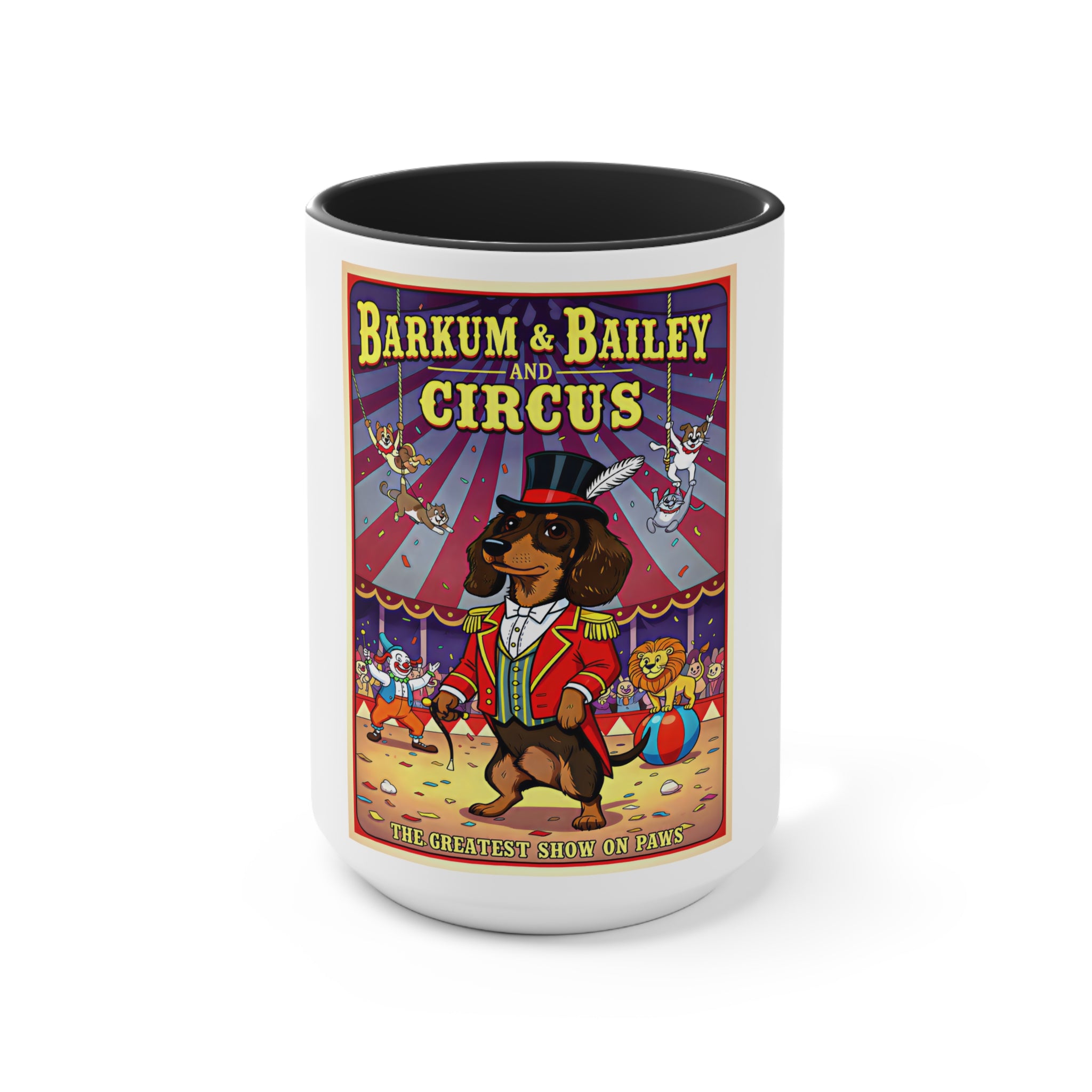 Dachshund Circus-Themed Accent Mug - Barkum & Bailey Show