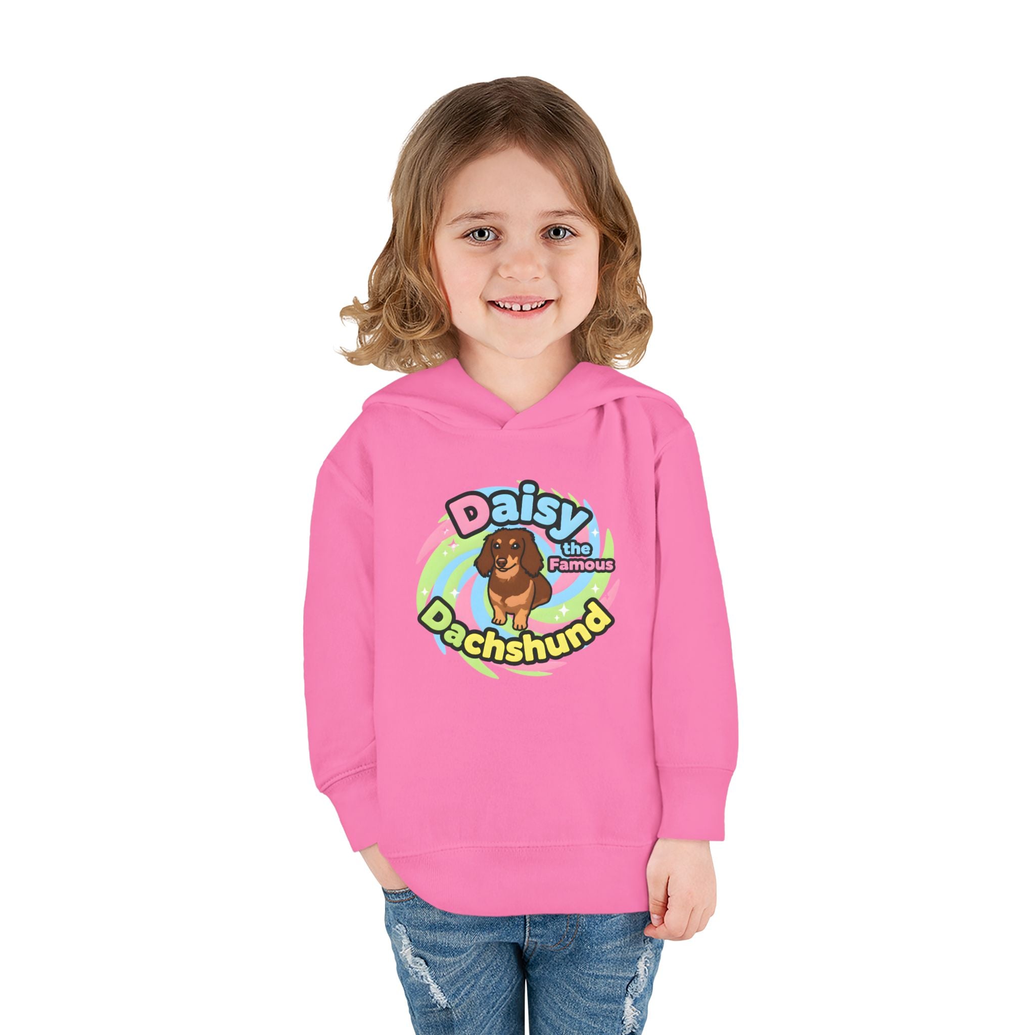 Toddler Fleece Hoodie - "Daisy the Famous Dachshund"