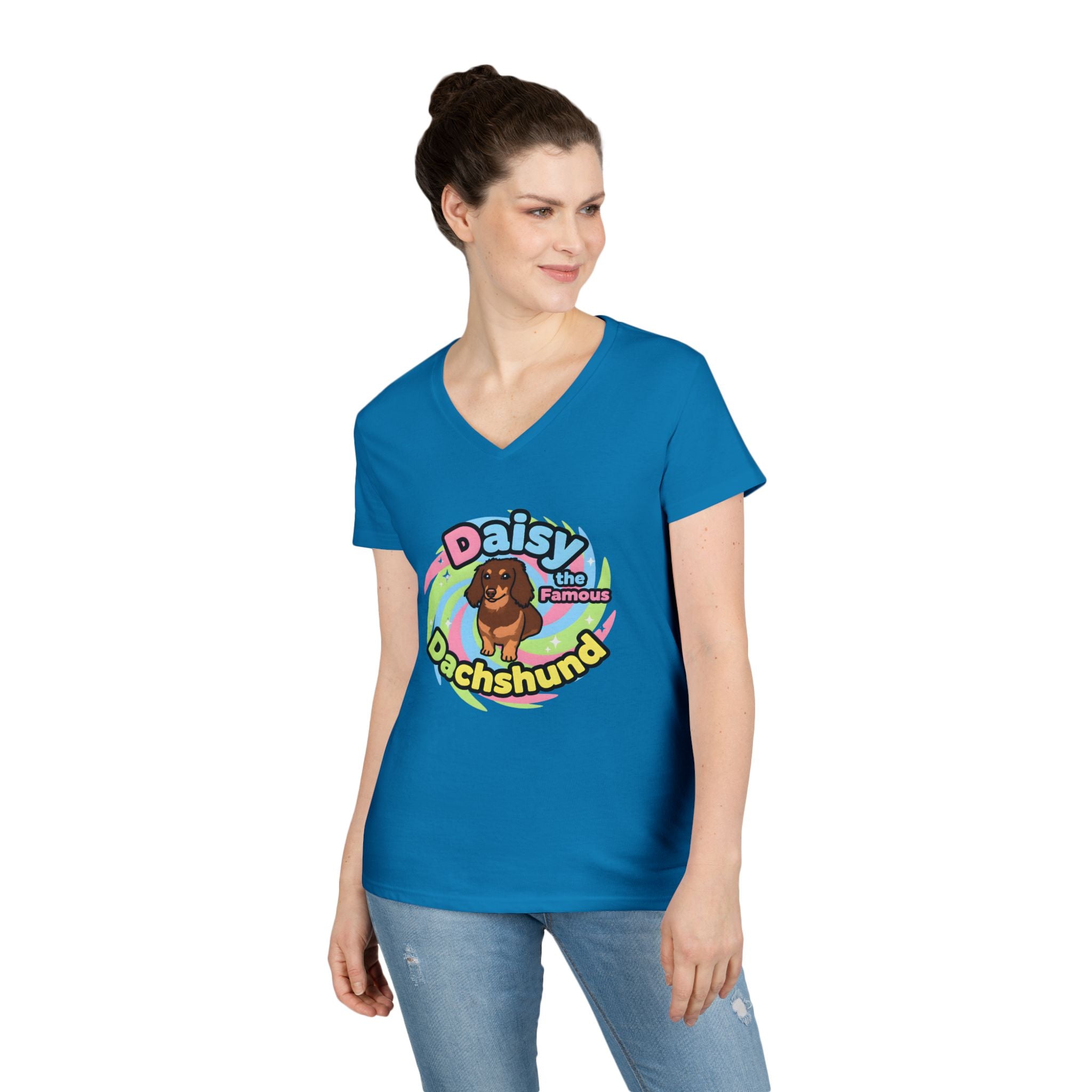 Daisy the Famous Dachshund Ladies' V-Neck T-Shirt