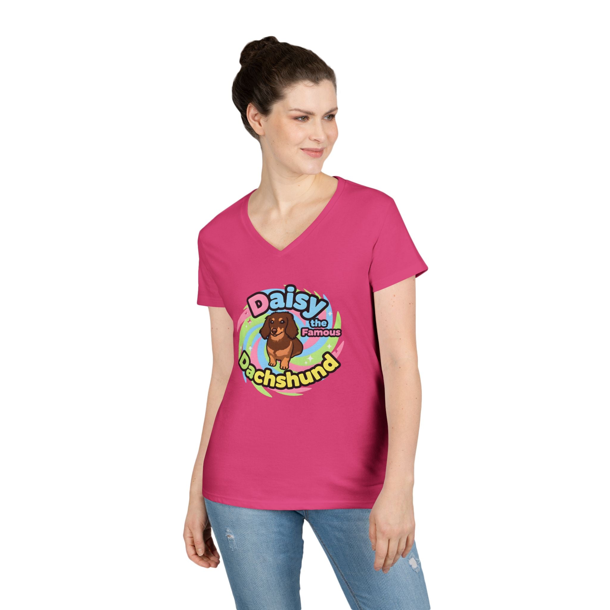 Daisy the Famous Dachshund Ladies' V-Neck T-Shirt