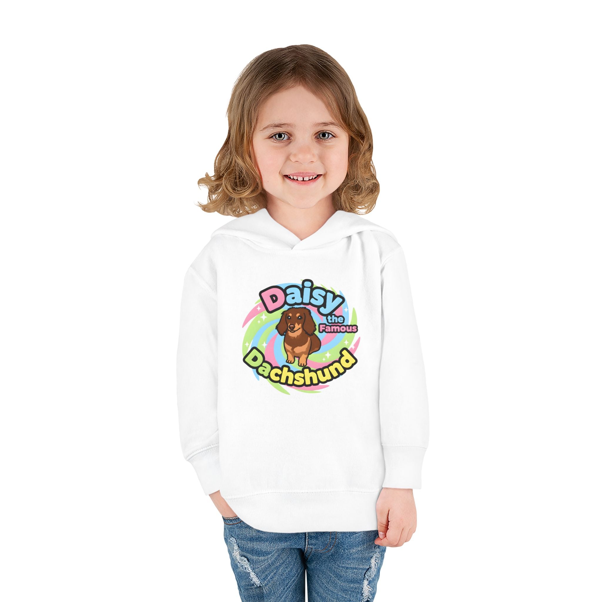 Toddler Fleece Hoodie - "Daisy the Famous Dachshund"
