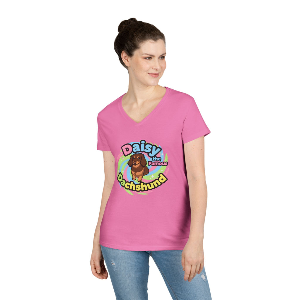 Daisy the Famous Dachshund Ladies' V-Neck T-Shirt