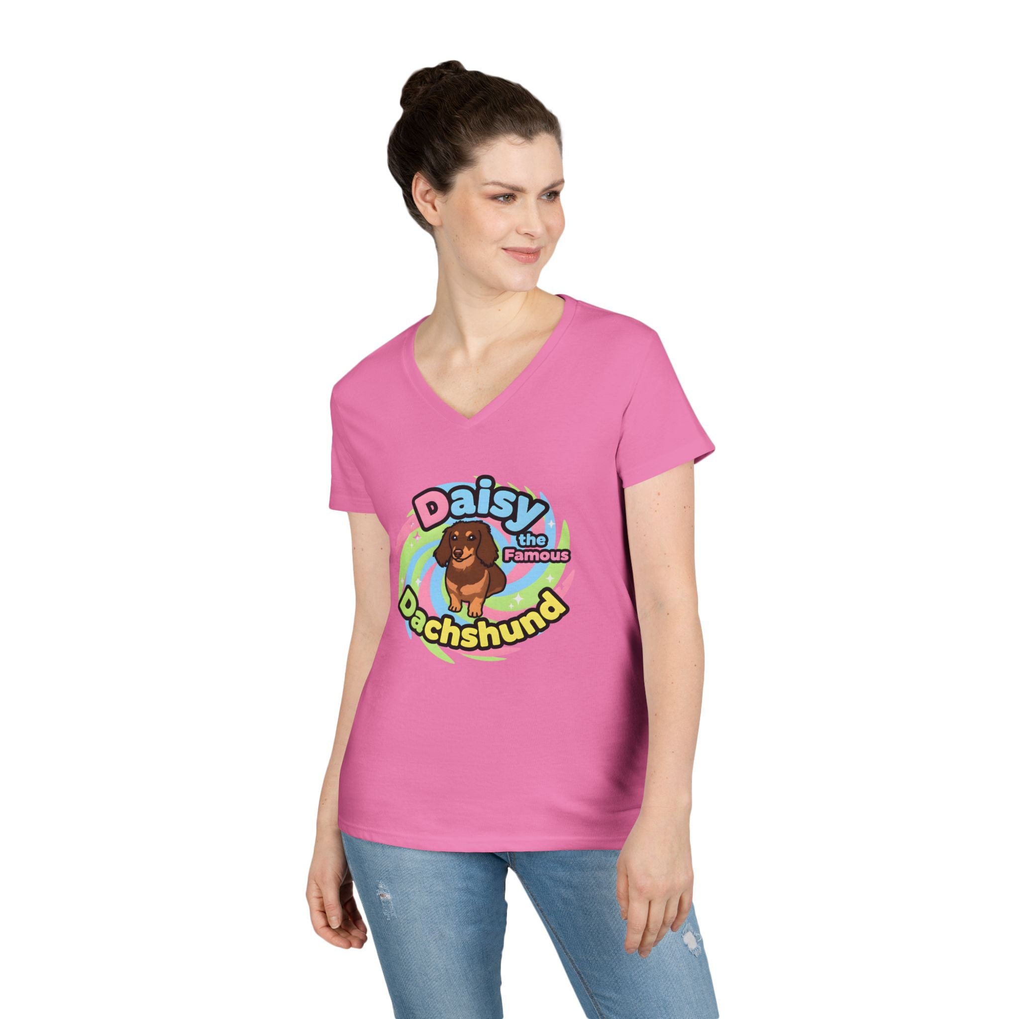 Daisy the Famous Dachshund Ladies' V-Neck T-Shirt