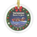 Dachshund Through the Snow Glass Christmas Ornament