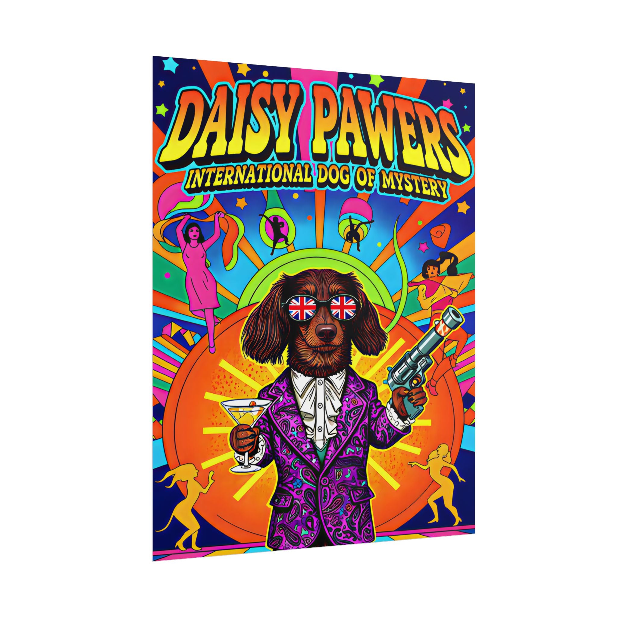Daisy Paws Retro Dog Mystery Poster