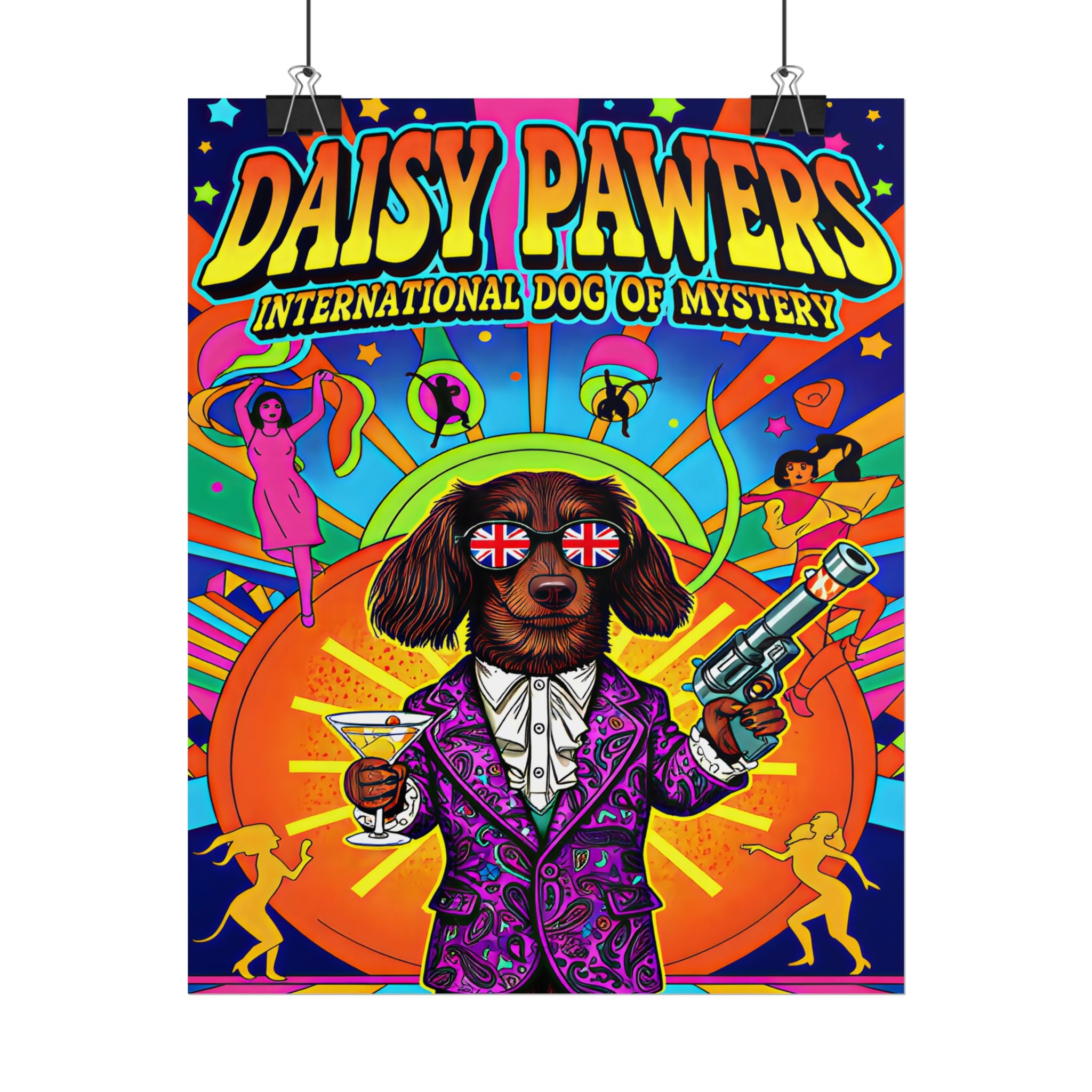 Daisy Paws Retro Dog Mystery Poster
