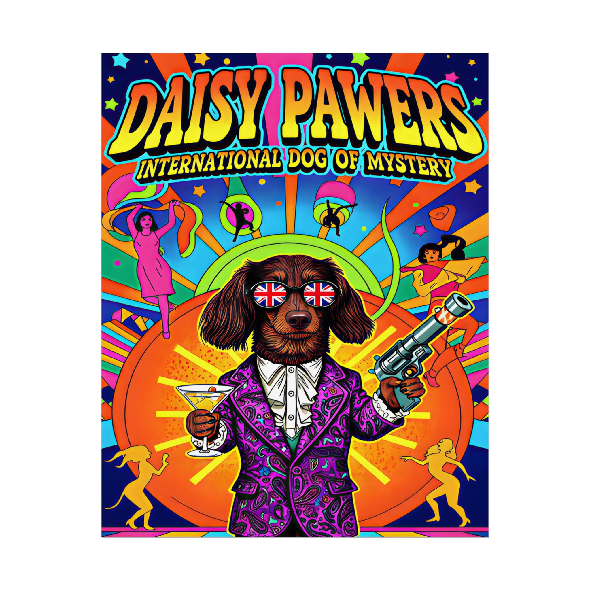 Daisy Paws Retro Dog Mystery Poster