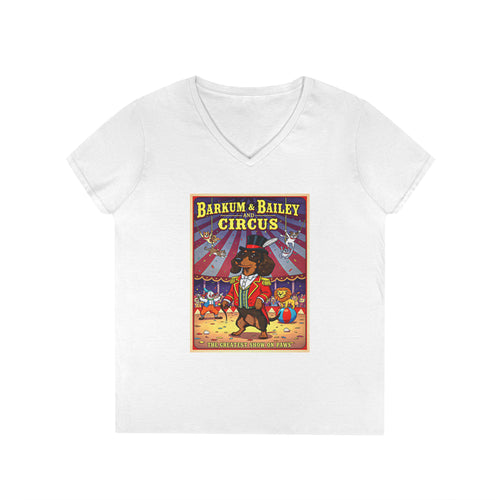 Dachshund Circus-Themed Ladies' V-Neck T-Shirt
