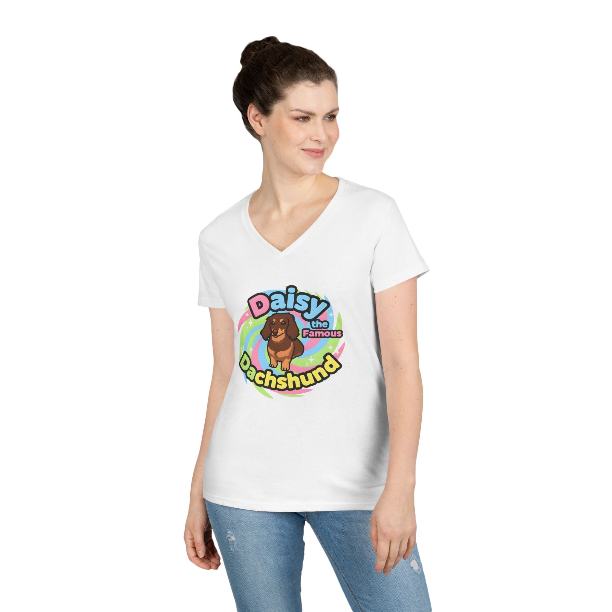 Daisy the Famous Dachshund Ladies' V-Neck T-Shirt
