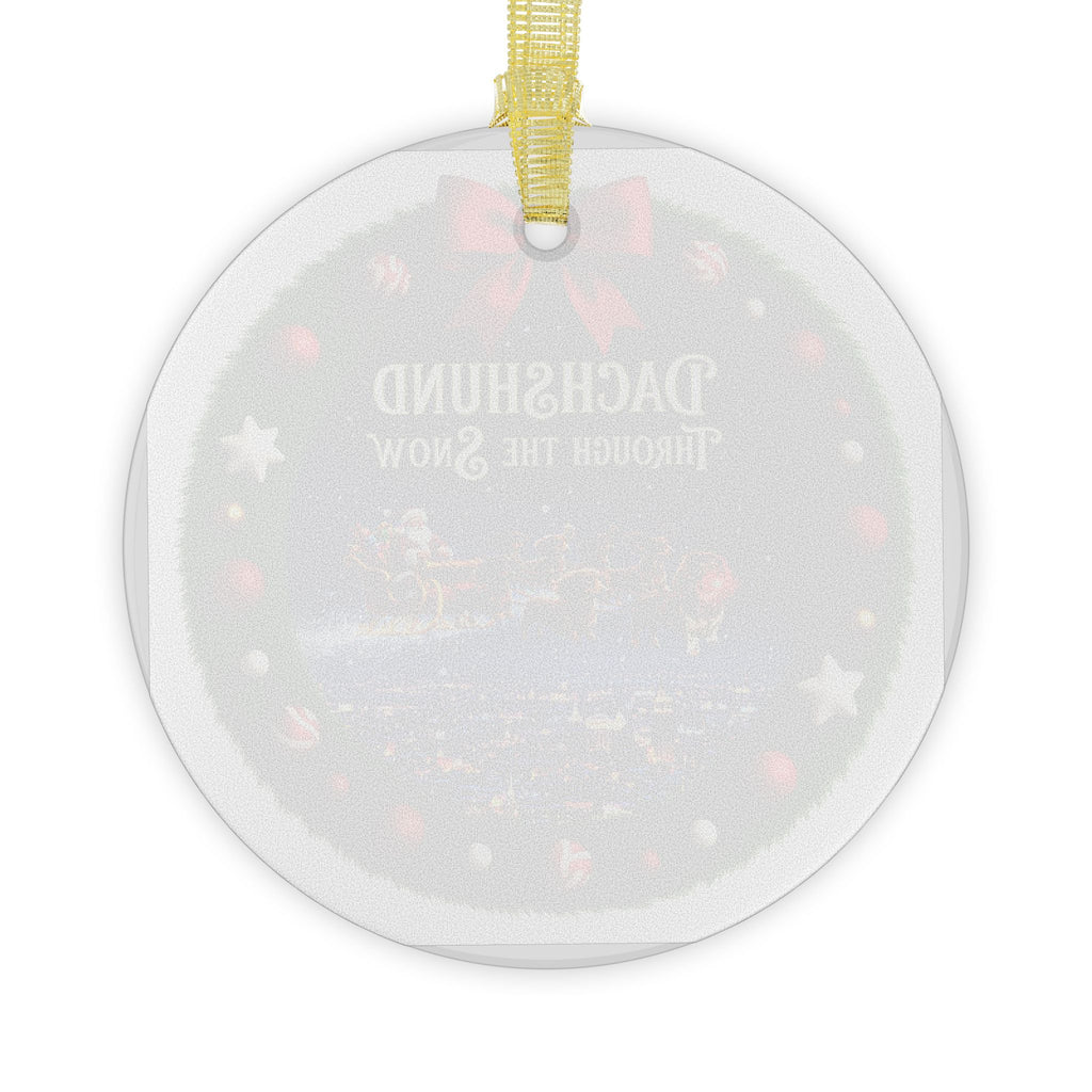 Dachshund Through the Snow Glass Christmas Ornament