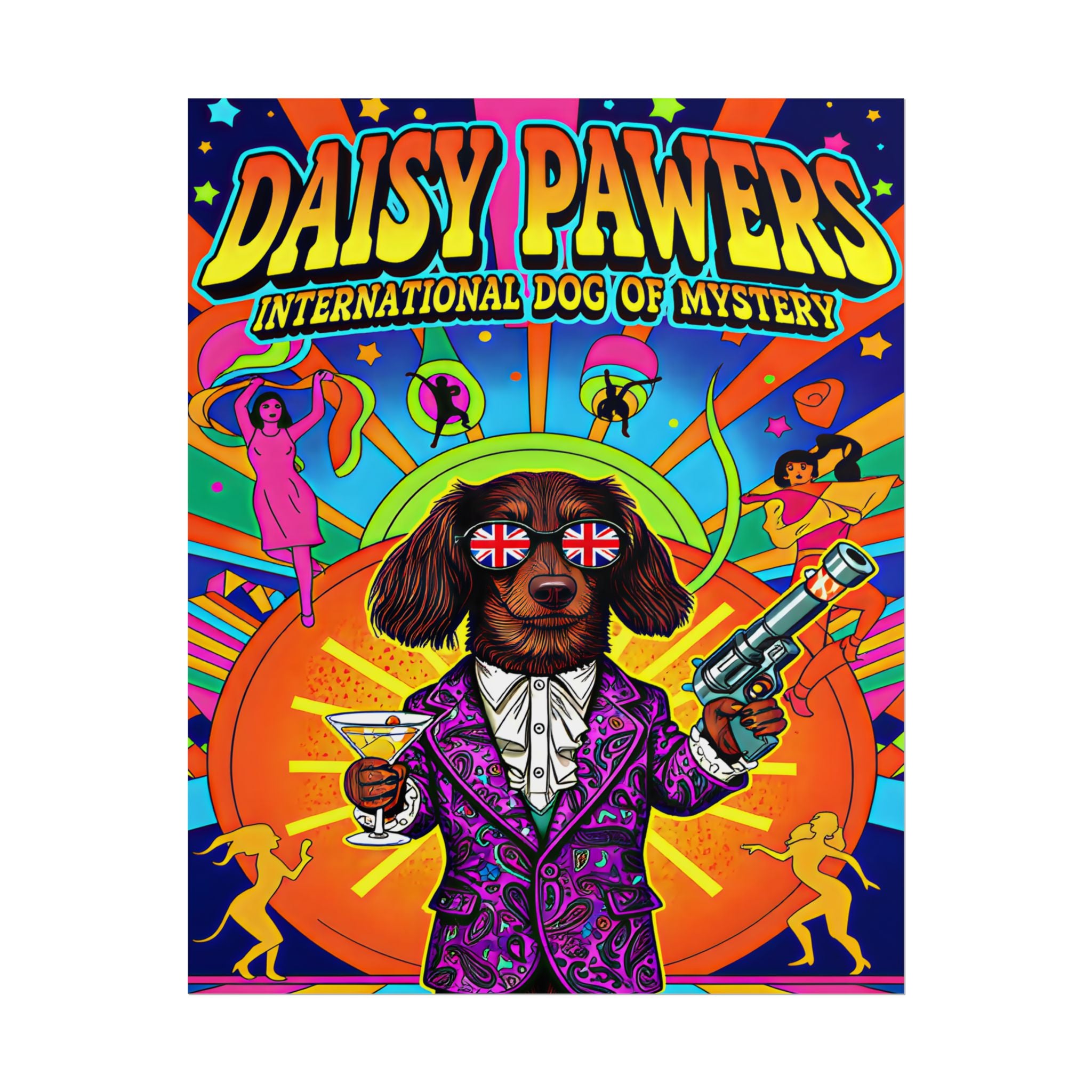 Daisy Paws Retro Dog Mystery Poster