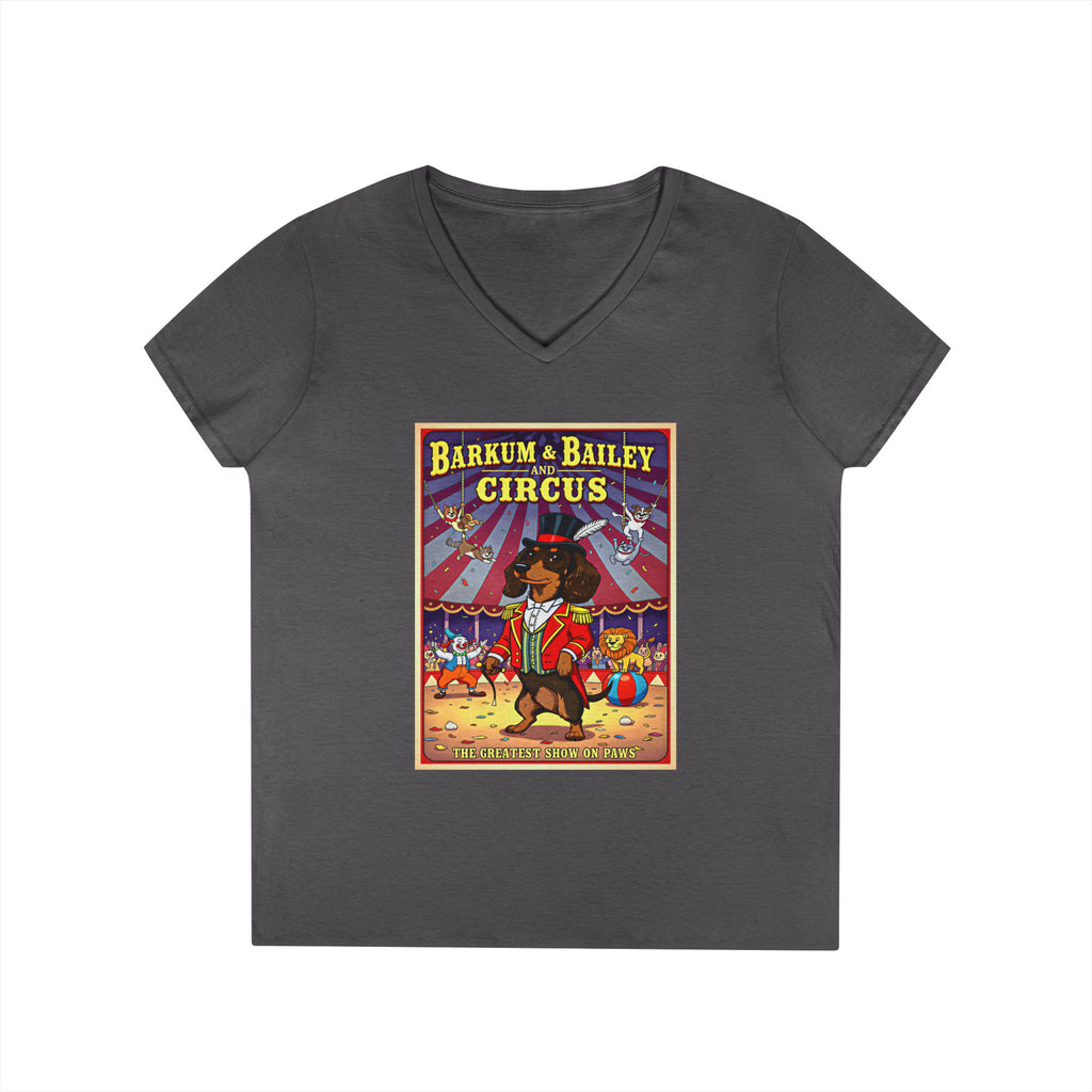 Dachshund Circus-Themed Ladies' V-Neck T-Shirt